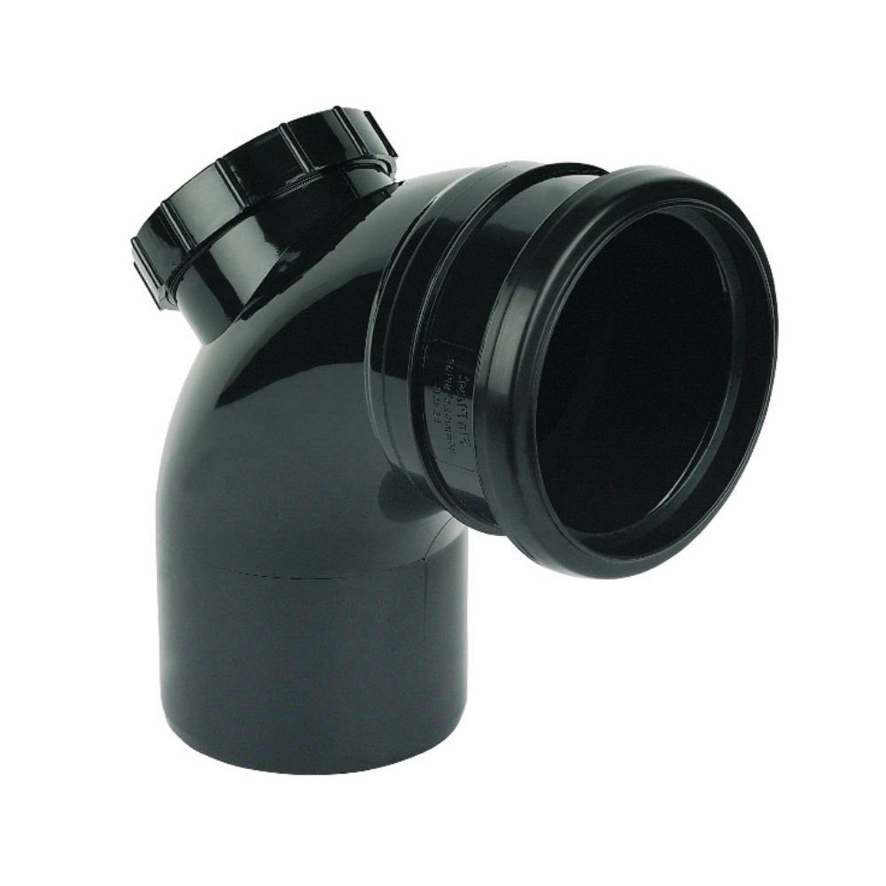 Soilpipe 110mm 90*ACCESS Bend (Black) | Boss Building Plastics
